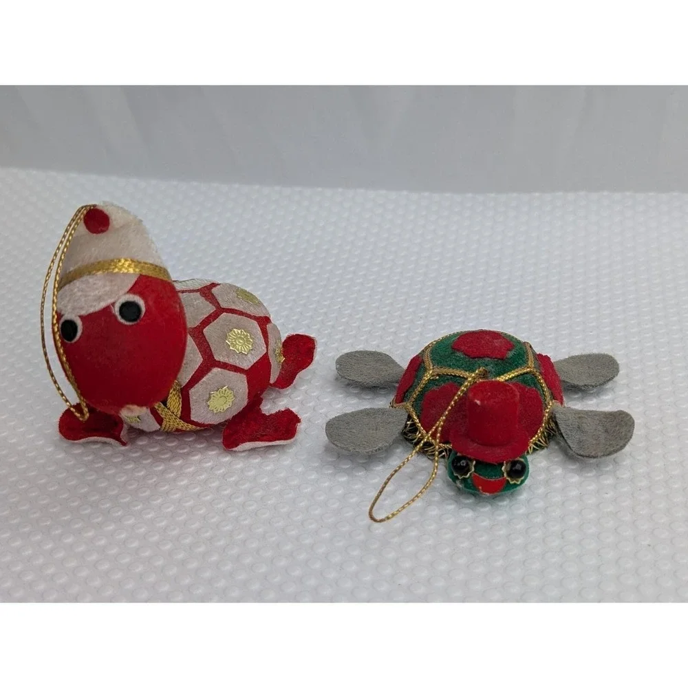 Foam Turtle Ornament Flocked Japan Lot of 2‎